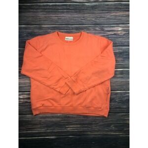 Rochambeau Mens Size XL Orange Crewneck Sweater Pockets Long Sleeve